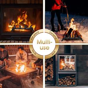 Porte-bûches en métal <span class=keywords><strong>pour</strong></span> cheminée 1 Étagère de rangement <span class=keywords><strong>pour</strong></span> bûches robuste, design en fer forgé - Product Image 4