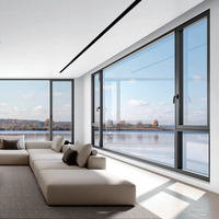 Fenêtres à battants inclinables et pivotants en alliage d'aluminium pour villa résidentielle, ouverture vers l'intérieur, triple vitrage Low-E avec persiennes pour chambre et salle de bain