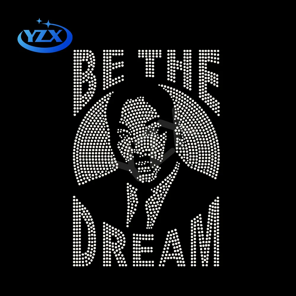 Haute qualité personnalisé être le rêve célèbre figure Luther King Black History fer sur bling cristal strass transfert Design