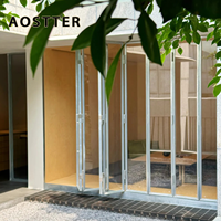 Puerta Plegable de Aluminio con Aspecto de Madera AOSTTER, con Doble Acristalamiento Low-E IGU y Herrajes para Uso Tradicional en Propiedades