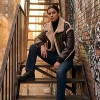 Veste aviateur décontractée pour femme en similicuir tressé marron foncé, à double boutonnage, coupe oversize, pour le printemps