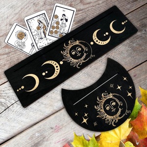Base in Legno per Carte dei Tarocchi, Design a Forma di Luna e Rettangolare, Strumento di Divinazione per Arredamento Camera della Strega - Product Image 1