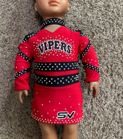 Ensemble de vêtements d'ours en peluche de pom-pom girl métallique imprimé de haute qualité Build-A-Bear personnalisé uniforme de poupée de 18 pouces personnalisé pour enfants