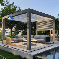 Pergola extérieure imperméable avec auvent électrique, abri bioclimatique, pavillon en aluminium, pergola à toit à lames orientables