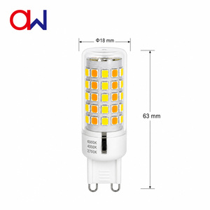 หลอดไฟ LED ขั้ว G9 5W แบบข้าวโพด เลือกสีได้ 3 ระดับ 2700K-4000K-6000K AC230V ฐานเซรามิก G9 หลอดไฟ LED เปลี่ยนสีได้ 3 สี - Product Image 5