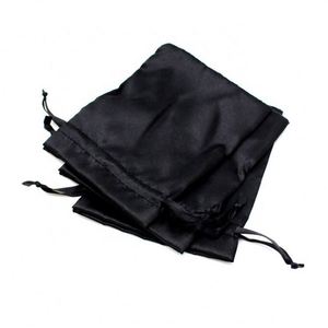 <b>Personalized</b> Black Satin with Black Ribbon Drawstring <b>Bag</b> Silk Wig <b>Bag</b> Dust <b>Bag</b> Wholesale - Product Image 4