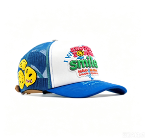 Gorra Trucker Maximalista con Logotipo Bordado Personalizado, Bordado 3D en Relieve, Parches de Fieltro con Sonrisa, Gorras Snapback de Estilo Urbano Ironic - Product Image 3