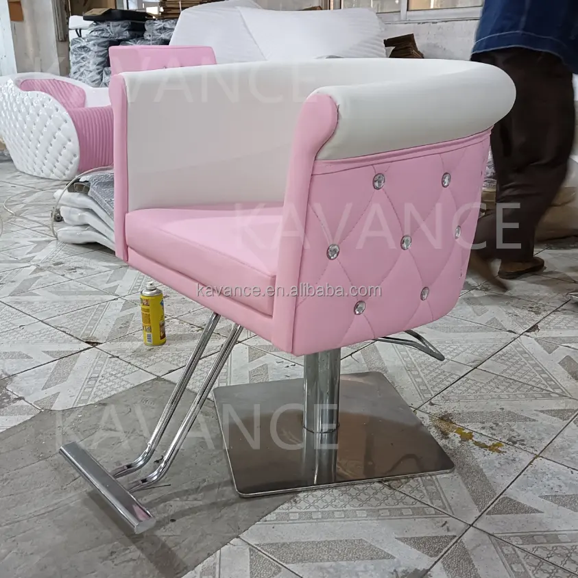 Set di attrezzature per parrucchieri rosa mobili sedie per lo Styling del salone rosa in vendita