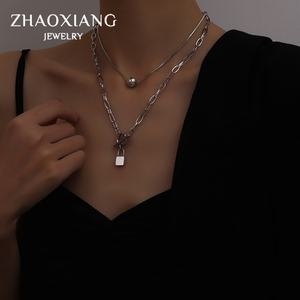 Collar de Moda para Mujer, Estilo Hip Hop, con Colgante de Bola y Cierre, en Acero Inoxidable con Baño de Oro de 18K, Superventas - Product Image 2