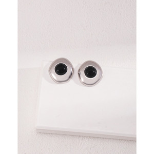 Orecchini a bottone occhio di tigre/agata nera - Product Image 4