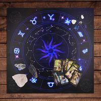 Planche de lecture de tarot Tailai Zodiac Astrology Crystal Grid Board Constellation, design néon, roue céleste, écologique