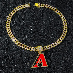 Lüks Arizona diamondbaseball beyzbol turnuvası kolye şampiyonlar kolye moda buzlu kristal altın kaplama küba zinciri - Product Image 2