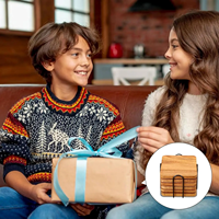 Sous-verres classiques en bois d'acacia et bambou, personnalisables avec logo, écologiques, antidérapants, gravés, avec boîte cadeau – Vente en gros