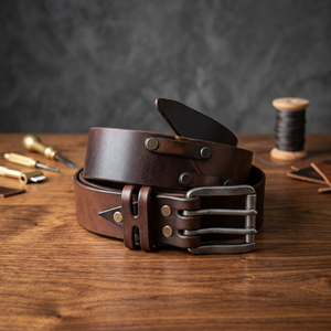 Ceintures en cuir de vache véritable pour hommes, boucle en acier, style vintage, faites à la main, écologiques, dernière arrivée, idéales pour offrir - Product Image 1
