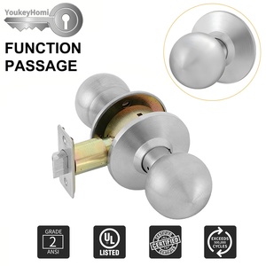YoukeyHomi Canada American Commercial Stainless Steel Non-Locking Passage Cylindrical ANSI Grade-2 UL Fire <strong>Door</strong> Handle <strong>Knob</strong> Lock - Product Image 2