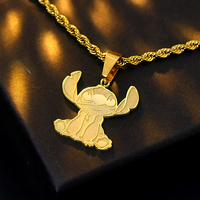 Nouveauté tendance, breloques personnalisées en acier inoxydable, personnages de dessins animés plaqués or, bijoux mignons pour femmes