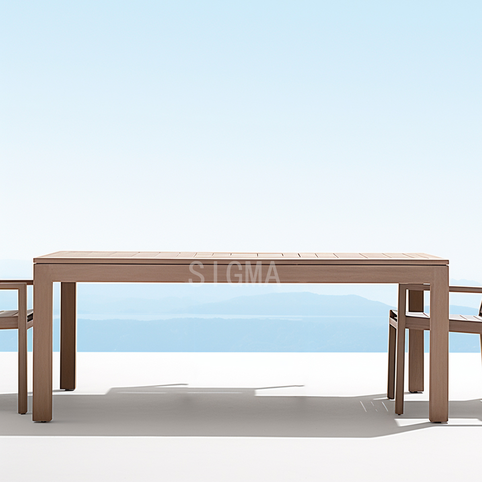 High Quality Modern Design Custom Patio Solid Teak Wood Outdoor Garden Dinning Table And Chair Set Hotel Balcony