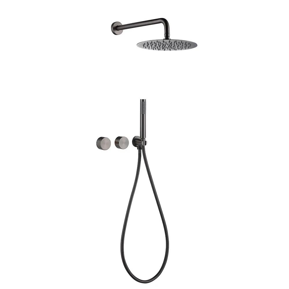 Exclusive Brass Gunmetal Grey Hot And Cold Faucet Bath Mixer Tap Shower Faucet Bathroom Shower Set