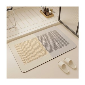 Diatomaceous Earth Bath <b>Mat</b> Rectangle Striped Non Slip Quick Dry For Bathroom Entrance - Product Image 1