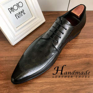 Zapatos Derby de cuero genuino con punta en pico, de piel de vaca brillante, con cordones, para hombre, para uso formal. - Product Image 4