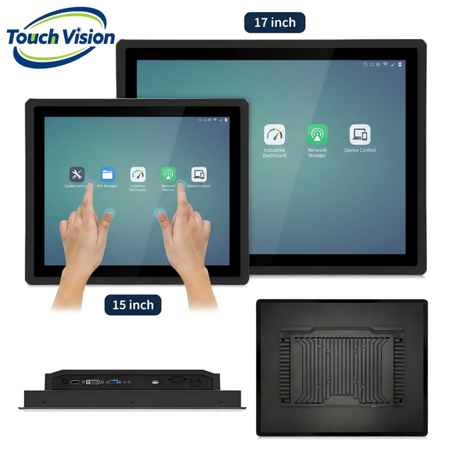 17 19 Inch Industrial Resistive Touch Monitor 4-Wire 5:4 1280x1024 SXGA HMI Display EMI Resistant for SCADA PLC Control Panel