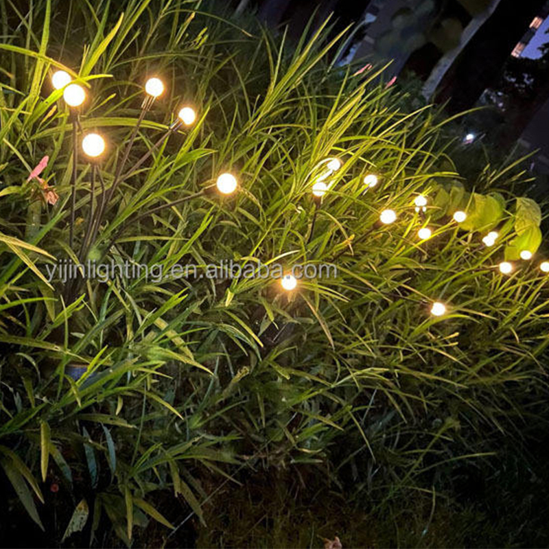 Solar Power LED Firefly Garden Lights IP44 Waterproof Stainless Steel 360 Beam Angle 6LED Outdoor Landscape Lighting Light