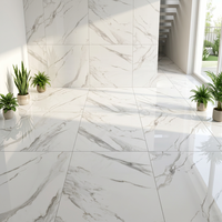 Carreaux de sol en porcelaine imitation marbre blanc de Carrare, 60x60cm, 600x600x9mm, antibactériens, résistants à l'usure, échantillon gratuit