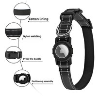 Collier pour chien AirTag en nylon, réfléchissant, imperméable, avec housse transparente, anti-perte, localisateur d'animaux, toutes saisons, monochrome, vente chaude