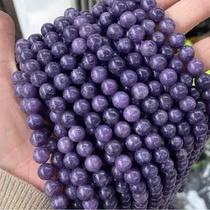 2023 New Hot Sell Natural Lepidolite Gemstone Beads Round Loose Stone Beads For Jewelry Making