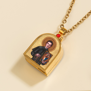 Venta al por mayor: Icono religioso ortodoxo de <span class=keywords><strong>San</strong></span> Juan <span class=keywords><strong>Bosco</strong></span>, de acero inoxidable chapado en oro de 18K, medalla de santo personalizada para educación juvenil, vela para perro. - Product Image 3