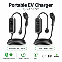 Chargeur EV AC Type 1 J1772 3.8kW 7.6kW 9.6kW 16A 32A 40A 240V FCC RoHS avec écran LCD 2.8 pouces, application, WiFi, Bluetooth, IP65, IK10 - Fournisseur OEM ODM