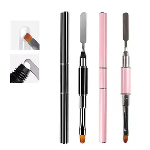 Dual End Nail Art Brushes UV Gel Extension Flower Painting Pen Brush Remover Spatula Stick Tools Flat Gel Nail Tool Set