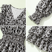 Robe d'été décontractée pour femme en mousseline de soie à manches lanternes et taille smockée, imprimé personnalisé, fabrication usine