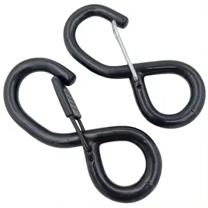 1inch 25mm 800kgs Black PVC Coated S-Hook with Keeper High Quality Steel Safety S Hook