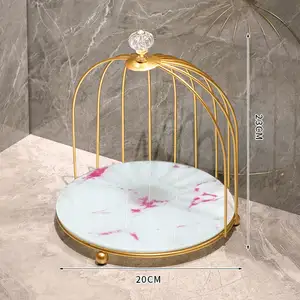 Home Marble Cosmetic Storage Rack Storage Minimalist Half Bird Cage Dresser Rack Wrought Iron Shelf For Bathroom Bedroom