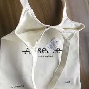 Customized Striped Cotton <b>Canvas</b> <b>Tote</b> <b>Bag</b> for Women Single Shoulder Reusable Lady Handbag <b>with</b> Inner <b>Zipper</b> Pockets - Product Image 1