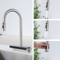 Eau chaude et froide évier de cuisine cascade robinet de haute qualité Chrome retirer 4 voies en acier inoxydable contemporain moderne en céramique