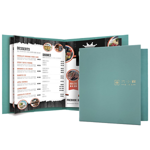 Cubierta de Menú Personalizada Estilo Cubierta de Libro en Cuero Sintético para Restaurantes y Bares, Carpeta de Menú de 2 Páginas, Folleto de Menú de Tamaño Personalizado - Product Image 1
