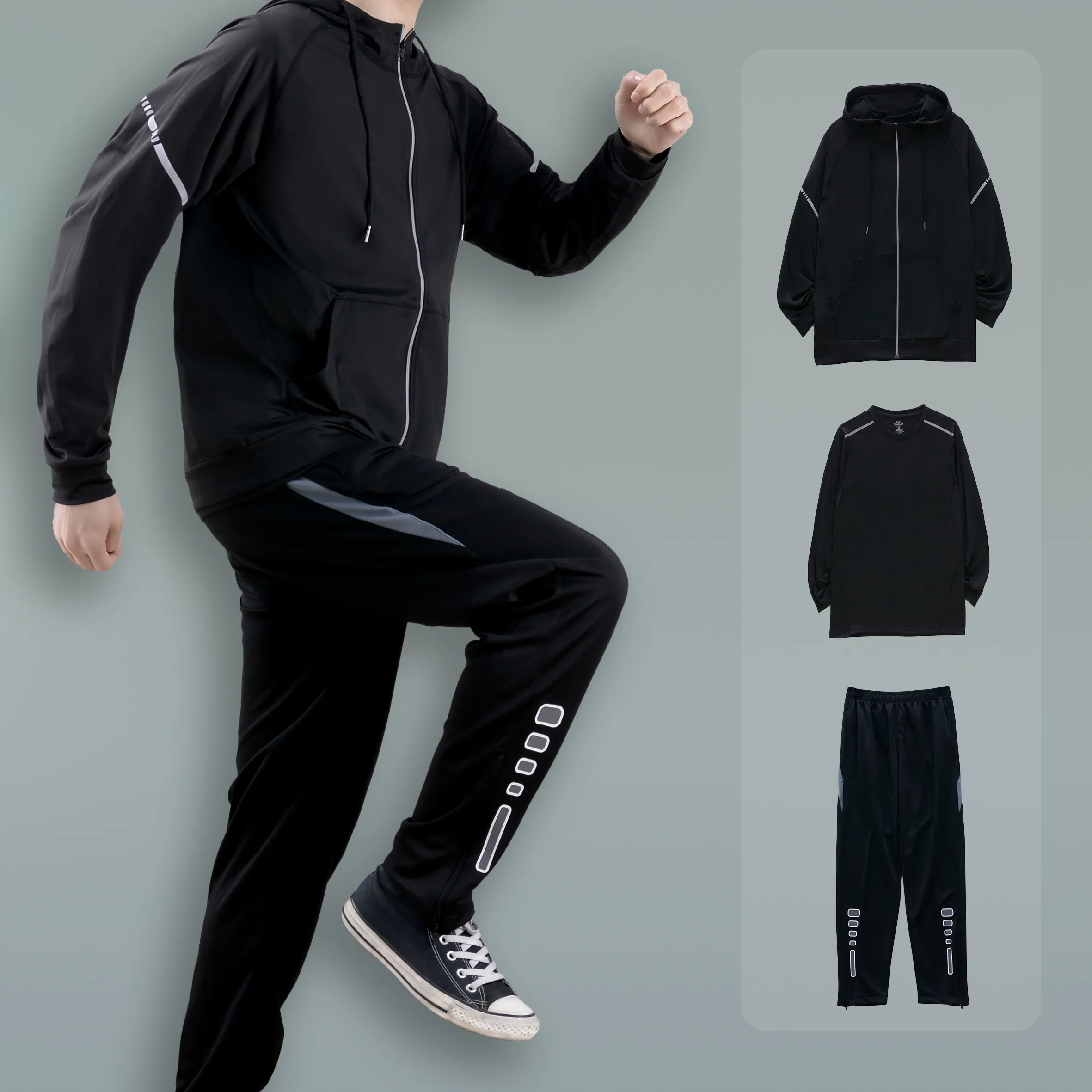 Gelan spor seti özel spor Hoodie Mens Fit spor giyim Fitness Yoga giyim açık koşu spor giyim seti