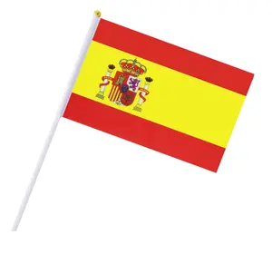Spain Stick Flag Spanish Small Mini Hand Held Flags 5x8 Inch