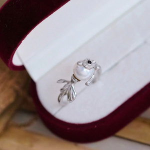 Juego de Accesorios de Plata Pura S925 para DIY con Perlas, Soporte Vacío Estilo Pez Dorado 9339, Colgante y Pendientes de Plata y Oro - Product Image 3