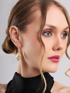 ต่างหูทรงหยดน้ำ Citrine ธรรมชาติ ดีไซน์หรูหรา งานแฮนด์เมด เหมาะสำหรับผู้หญิง เป็นของขวัญ หรือใส่ไปงานปาร์ตี้ - Product Image 4