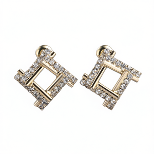 Orecchini a Perno Geometrici di Lusso Placcati in Oro Giallo con Cristalli e Strass, per Uso Quotidiano Femminile - Product Image 1