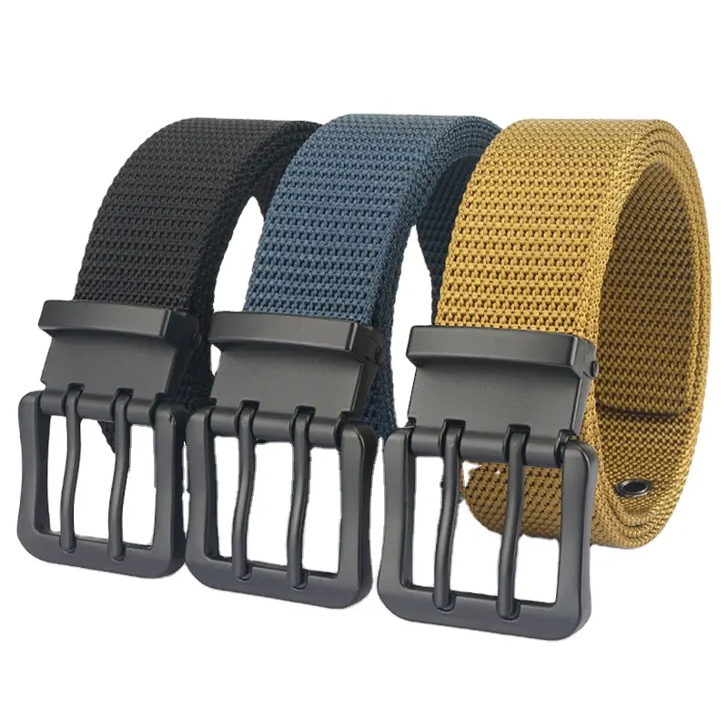 Work Cargo Duty Buckle Custom Logo Ratchet Knitted Polyester Nylon Ribbon Strap Webbing Golf Fabric Tactical Custom Belt For Men