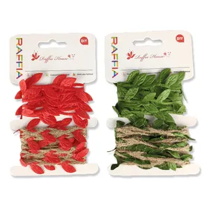 Elsas人造柳树绿叶形丝带编织麻绳装饰礼品包装软线