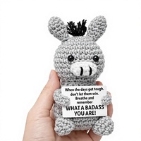 Porte-cartes en peluche fait main au crochet, âne décoratif de bureau, animal d'accompagnement émotionnel, cadeau en fil