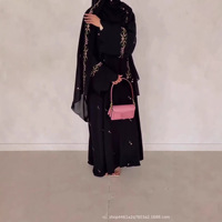 Cárdigan de talla grande con bordado de aros para mujer, negro, con dobladillo acampanado, estilo étnico, invierno 2025, vestido elegante para comercio exterior