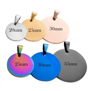 Placa de Identificación Redonda de Acero Inoxidable Grabable, Collar con Colgante de Placa de Identificación Clásica para Nombre y Foto Personalizados - Product Image 3