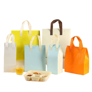 Sac isotherme portable auto-adhésif jetable orange personnalisé pour aliments, café, emballage non tissé à emporter, sacs de courses - Product Image 2