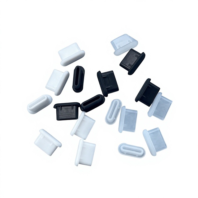 Type-C USB-C Phone Charging Port Dust Plug & Cover Soft Silicone Anti-Lost Waterproof White/Black/Transparent